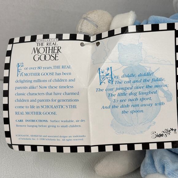 Mother Goose Cat Fiddle Plush Rattle Toy Blue 12 Inch Side Kick 1998 Scholastic - Picture 7 of 11